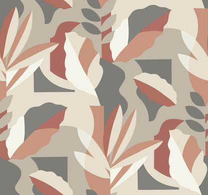 York Wallcoverings Artistic Abstracts Papier Colle Brick Wallpaper Bohemian Botanical Reds  Wallpaper - AG2001