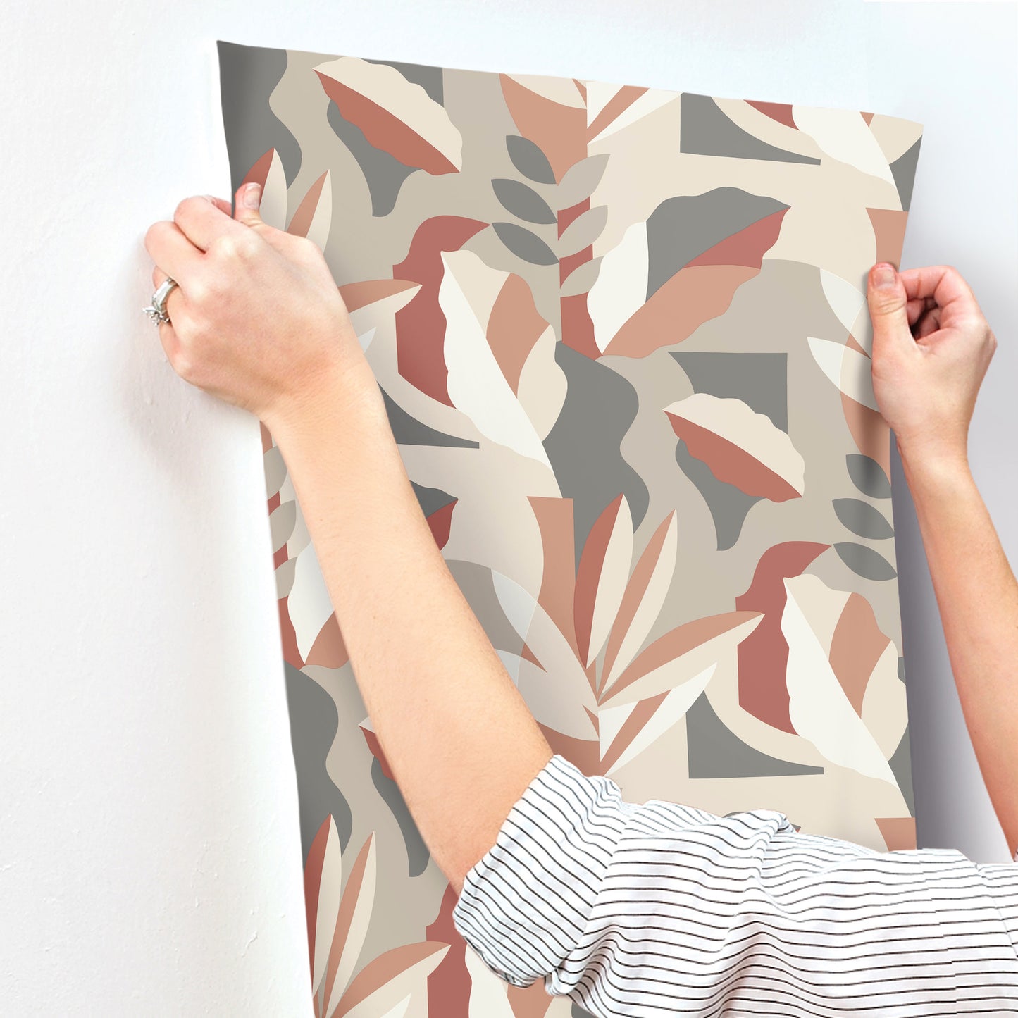 York Wallcoverings Artistic Abstracts Papier Colle Brick Wallpaper Bohemian Botanical Reds  Wallpaper - AG2001