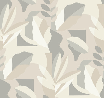 York Wallcoverings Artistic Abstracts Papier Colle Neutral Wallpaper Bohemian Botanical Whites and Off-Whites  Wallpaper - AG2002