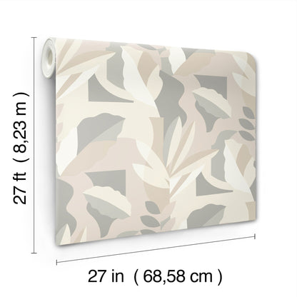 York Wallcoverings Artistic Abstracts Papier Colle Neutral Wallpaper Bohemian Botanical Whites and Off-Whites  Wallpaper - AG2002