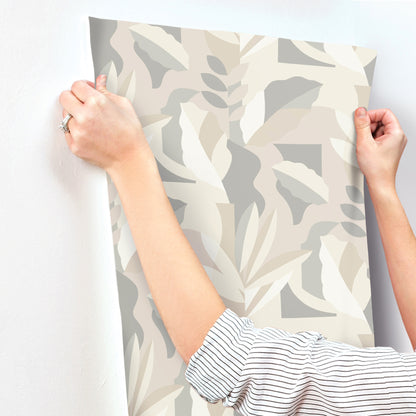 York Wallcoverings Artistic Abstracts Papier Colle Neutral Wallpaper Bohemian Botanical Whites and Off-Whites  Wallpaper - AG2002