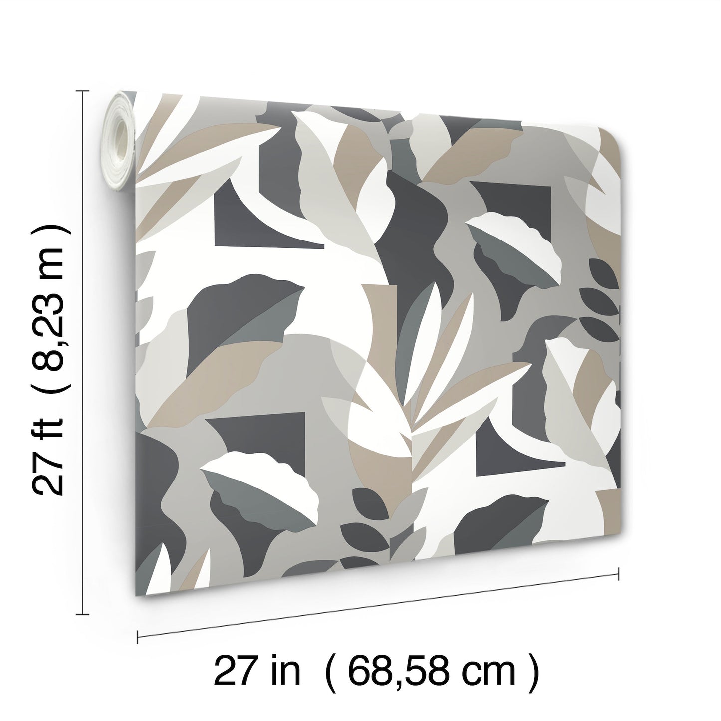 York Wallcoverings Artistic Abstracts Papier Colle Black & White Wallpaper Botanical Botanical Black & White   - AG2003