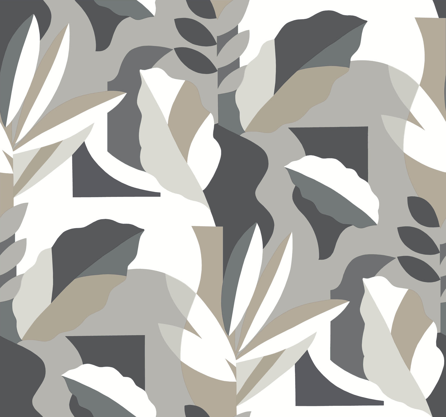 York Wallcoverings Artistic Abstracts Papier Colle Black and White Wallpaper Bohemian Botanical Greys  Wallpaper - AG2003