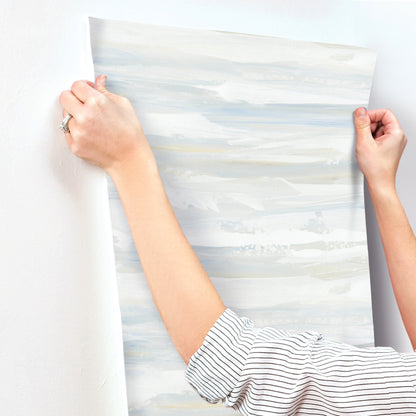 York Wallcoverings Artistic Abstracts On The Horizon Blue and Yellow Wallpaper Modern Stripes Blues  Wallpaper - AG2010