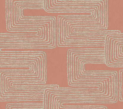 York Wallcoverings Artistic Abstracts Zulu Thread Coral and Glint Wallpaper Bohemian Bohemian Pinks  Wallpaper - AG2031