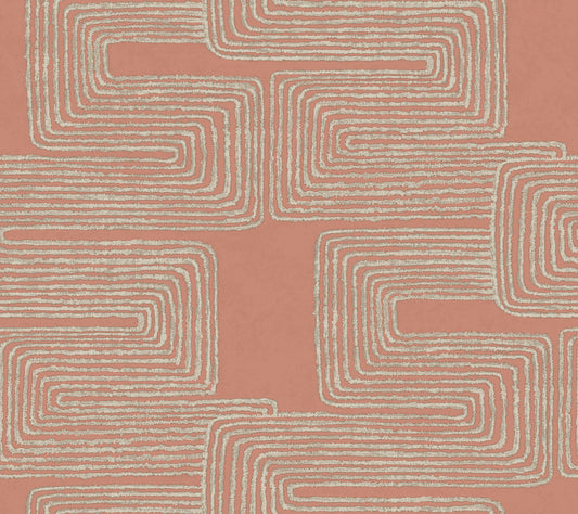 York Wallcoverings Artistic Abstracts Zulu Thread Coral and Glint Wallpaper Bohemian Bohemian Pinks  Wallpaper - AG2031