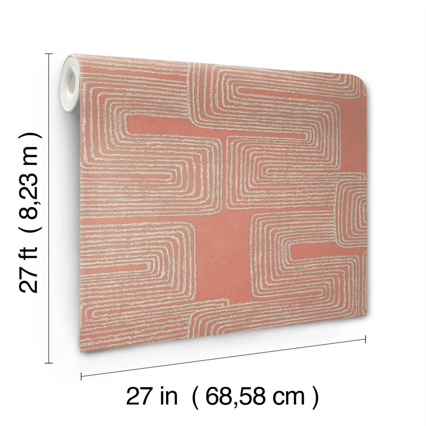 York Wallcoverings Artistic Abstracts Zulu Thread Coral and Glint Wallpaper Bohemian Bohemian Pinks  Wallpaper - AG2031