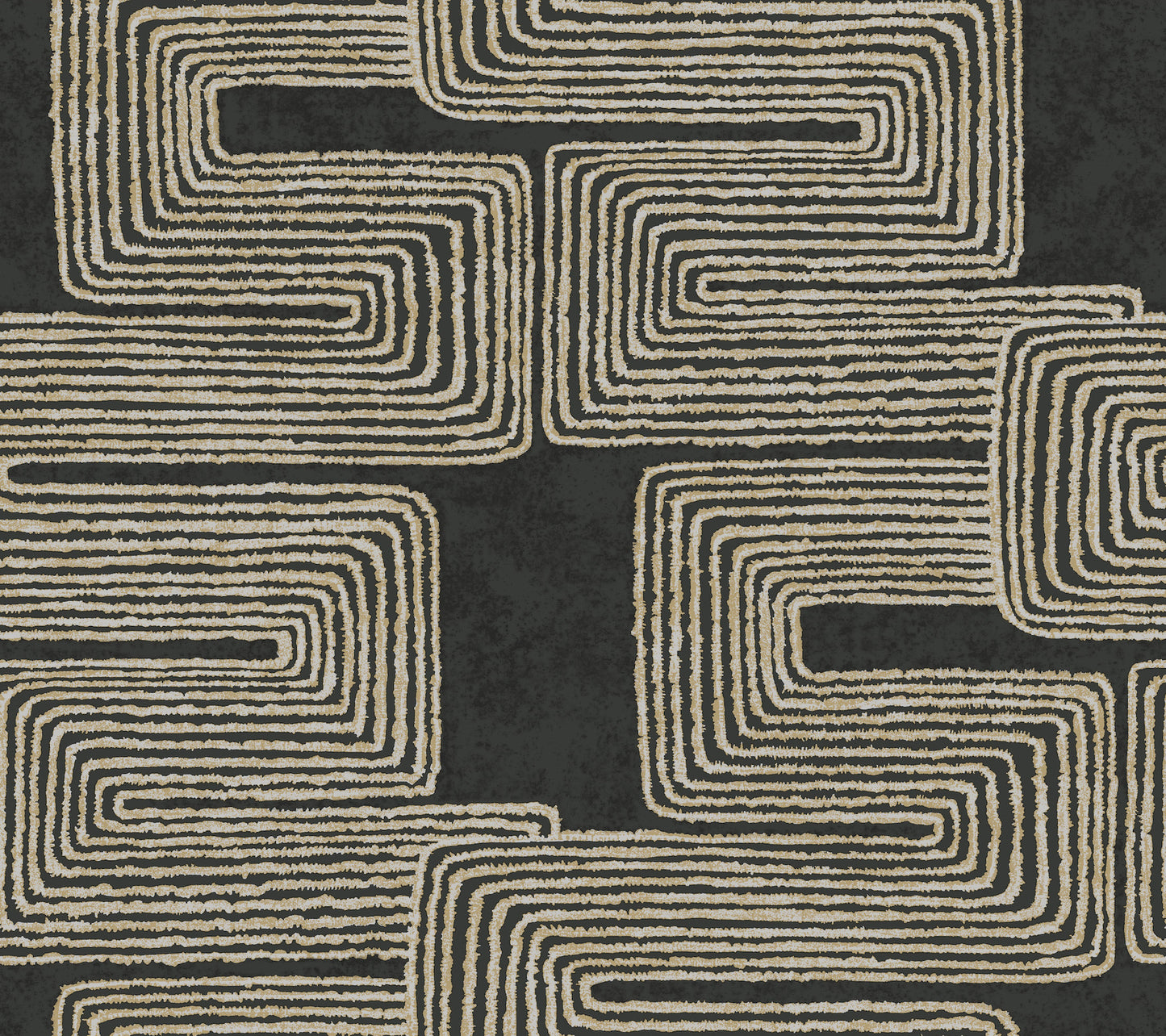York Wallcoverings Artistic Abstracts Zulu Thread Black and Gold Wallpaper Bohemian Bohemian Blacks  Wallpaper - AG2032
