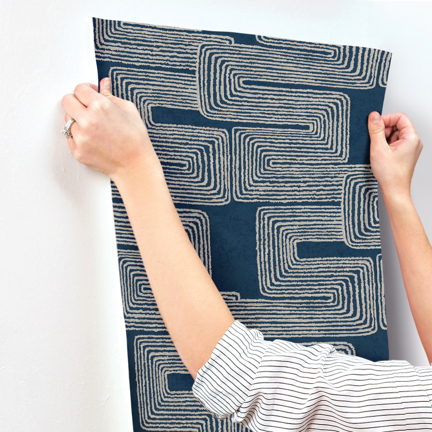 York Wallcoverings Artistic Abstracts Zulu Thread Midnight & Silver Wallpaper Bohemian Bohemian Midnight & Silver   - AG2033