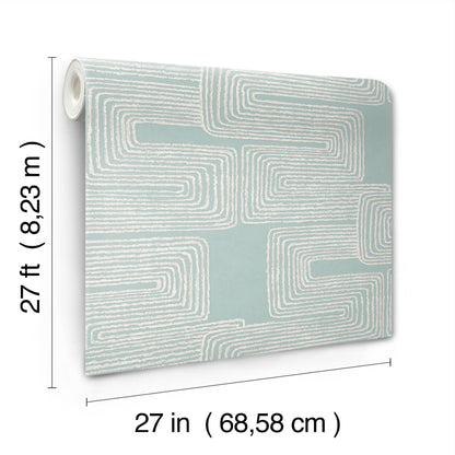 York Wallcoverings Artistic Abstracts Zulu Thread Azure and Gold Wallpaper Bohemian Bohemian Blues  Wallpaper - AG2034