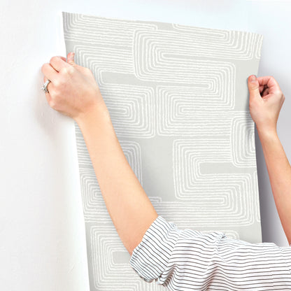 York Wallcoverings Artistic Abstracts Zulu Thread Dove and Pearl Wallpaper Bohemian Bohemian Greys  Wallpaper - AG2035