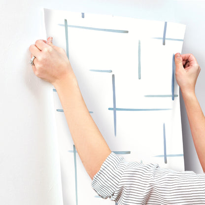 York Wallcoverings Artistic Abstracts Gilded Sumi-E Blue and Glint Wallpaper Modern Modern and Transitional Whites and Off-Whites  Wallpaper - AG2042