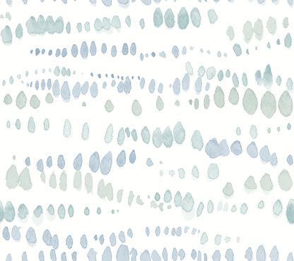 York Wallcoverings Artistic Abstracts Dewdrops Blue Wallpaper Modern Bohemian Blues  Wallpaper - AG2045