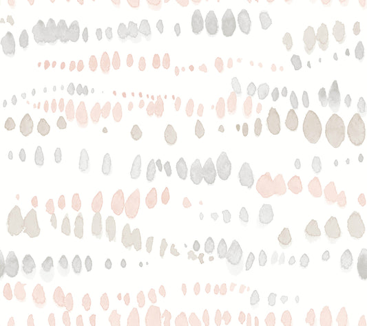 York Wallcoverings Artistic Abstracts Dewdrops Pink and Grey Wallpaper Modern Bohemian Pinks  Wallpaper - AG2047