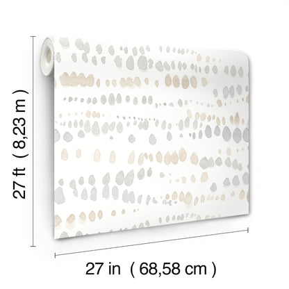 York Wallcoverings Artistic Abstracts Dewdrops Neutral Wallpaper Modern Bohemian Beiges  Wallpaper - AG2048