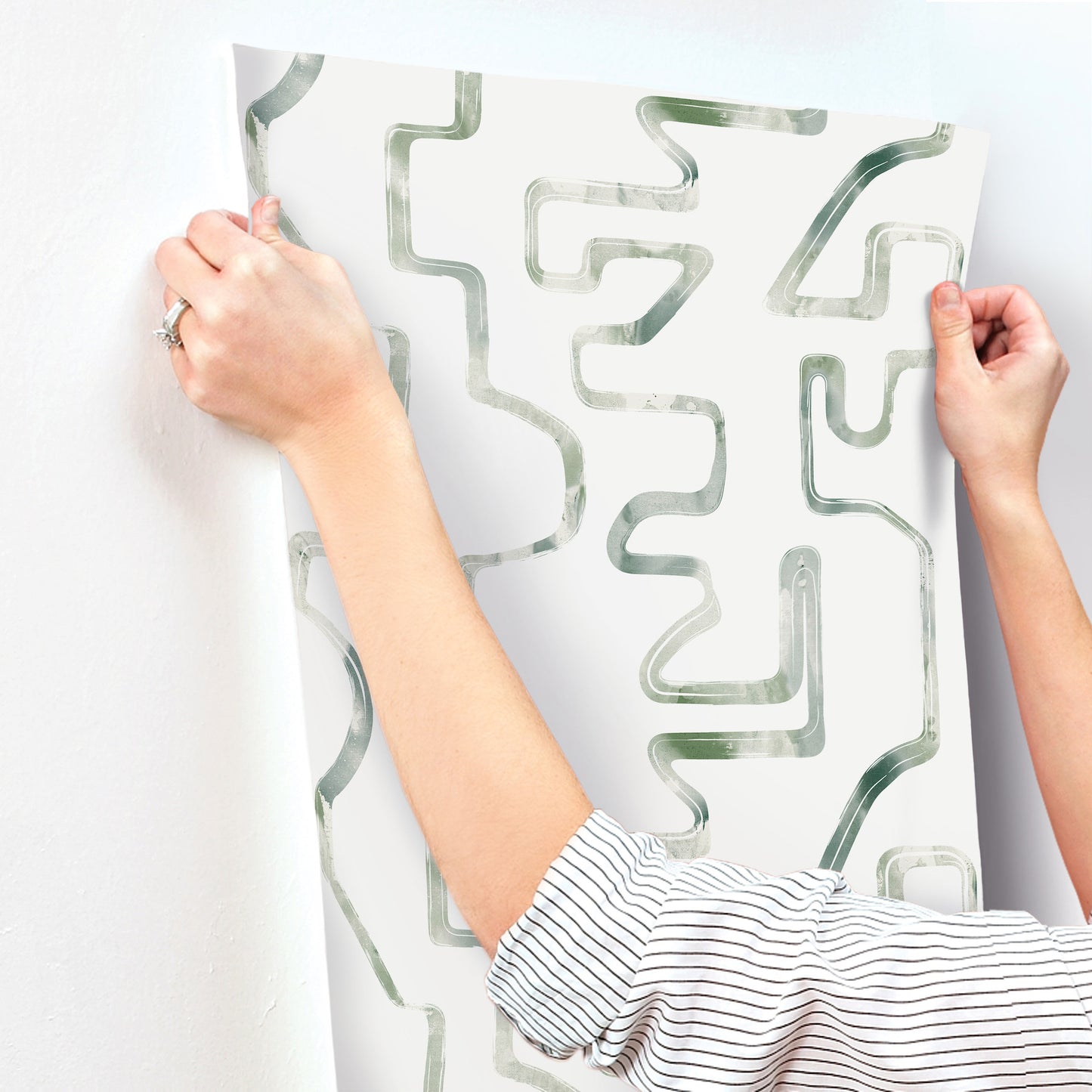 York Wallcoverings Artistic Abstracts Abstract Aura Green and Grey Wallpaper Modern Geometrics Whites and Off-Whites  Wallpaper - AG2051