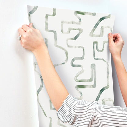 York Wallcoverings Artistic Abstracts Abstract Aura Green and Grey Wallpaper Modern Geometrics Whites and Off-Whites  Wallpaper - AG2051