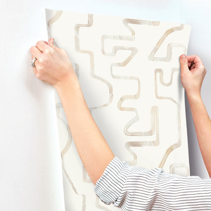 York Wallcoverings Artistic Abstracts Abstract Aura Caramel and Cream Wallpaper Modern Geometrics Whites and Off-Whites  Wallpaper - AG2052