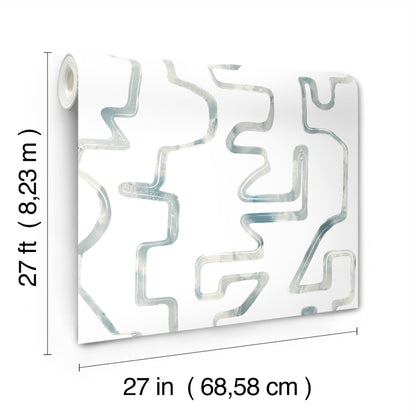 York Wallcoverings Artistic Abstracts Abstract Aura Blue Smoke Wallpaper Modern Geometrics Whites and Off-Whites  Wallpaper - AG2055