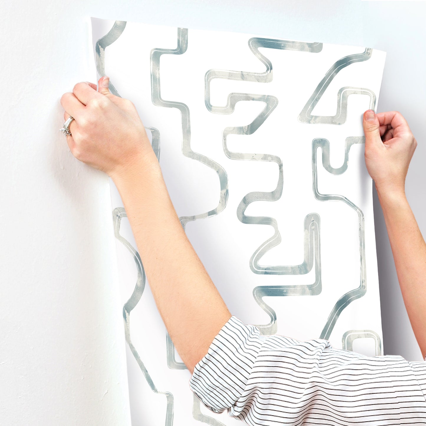 York Wallcoverings Artistic Abstracts Abstract Aura Blue Smoke Wallpaper Modern Geometrics Whites and Off-Whites  Wallpaper - AG2055