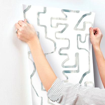 York Wallcoverings Artistic Abstracts Abstract Aura Blue Smoke Wallpaper Modern Geometrics Whites and Off-Whites  Wallpaper - AG2055