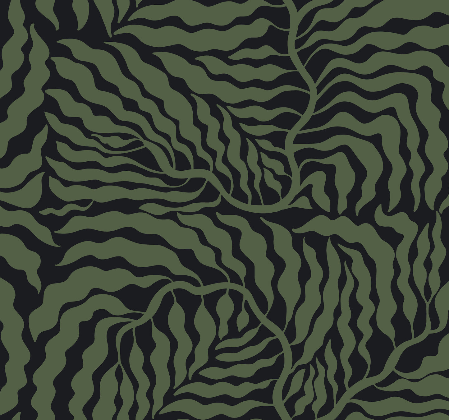 York Wallcoverings Artistic Abstracts Fern Fronds Black and Green Wallpaper Modern Botanical Greens  Wallpaper - AG2061