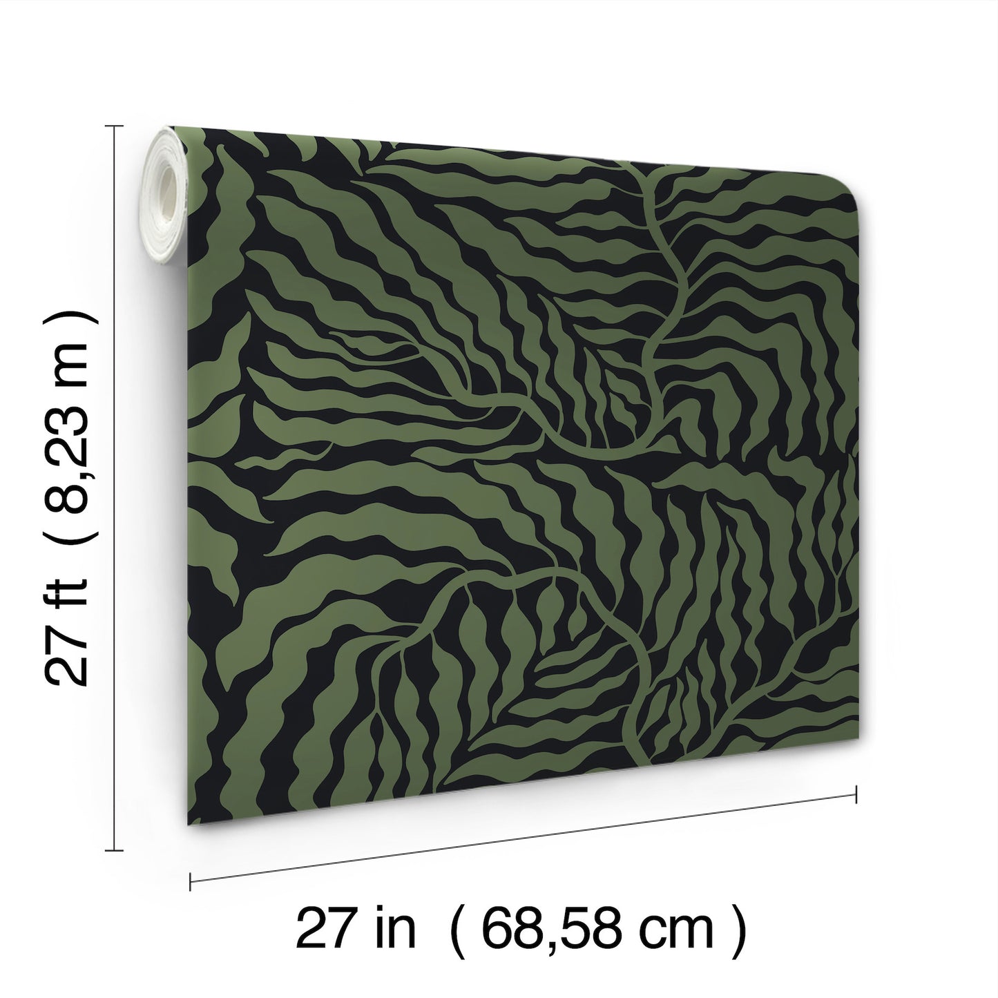York Wallcoverings Artistic Abstracts Fern Fronds Black and Green Wallpaper Modern Botanical Greens  Wallpaper - AG2061