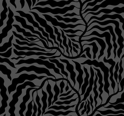 York Wallcoverings Artistic Abstracts Fern Fronds Black Wallpaper Modern Botanical Blacks  Wallpaper - AG2062