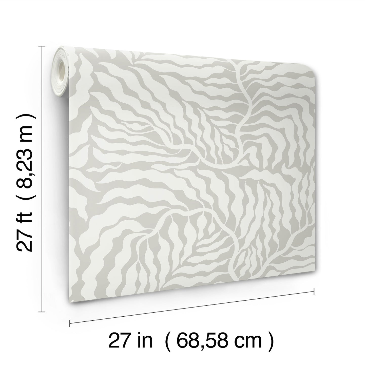 York Wallcoverings Artistic Abstracts Fern Fronds Grey & White Wallpaper Botanical Botanical Grey & White   - AG2064