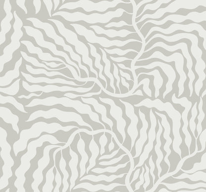 York Wallcoverings Artistic Abstracts Fern Fronds Grey and White Wallpaper Modern Botanical Greys  Wallpaper - AG2064