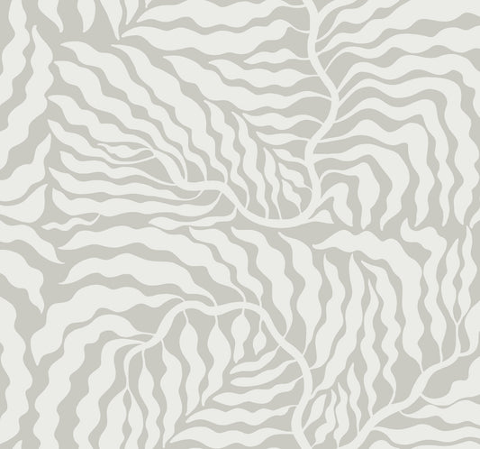 York Wallcoverings Artistic Abstracts Fern Fronds Grey and White Wallpaper Modern Botanical Greys  Wallpaper - AG2064