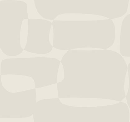 Cream and caramel retro geometric wallpaper with grey accents; block-style shapes create an abstract pattern.
