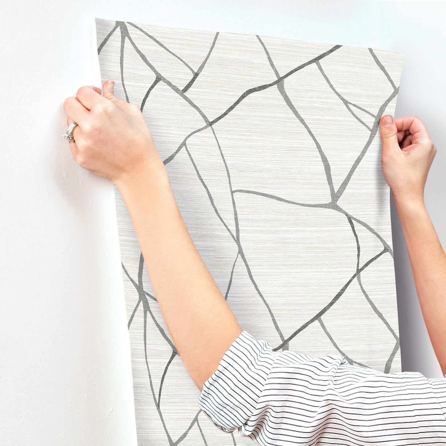 York Wallcoverings Artistic Abstracts Raska Ivory Wallpaper Modern Faux Grasscloth Beiges  Wallpaper - AG2081