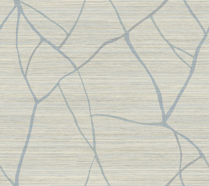 York Wallcoverings Artistic Abstracts Raska Smokey Blue Wallpaper Modern Faux Grasscloth Blues  Wallpaper - AG2086