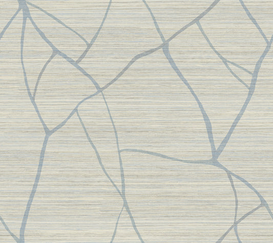 York Wallcoverings Artistic Abstracts Raska Smokey Blue Wallpaper Modern Faux Grasscloth Blues  Wallpaper - AG2086