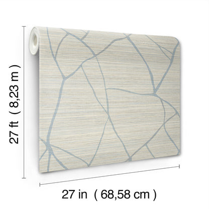 York Wallcoverings Artistic Abstracts Raska Smokey Blue Wallpaper Modern Faux Grasscloth Blues  Wallpaper - AG2086
