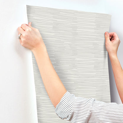 York Wallcoverings Artistic Abstracts Water Reed Thatch Dove and Silver Wallpaper Modern Bohemian Beiges  Wallpaper - AG2092