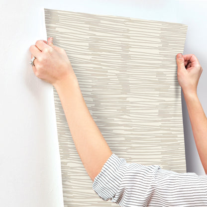 York Wallcoverings Artistic Abstracts Water Reed Thatch Linen and Silver Wallpaper Modern Bohemian Beiges  Wallpaper - AG2093