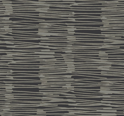 York Wallcoverings Artistic Abstracts Water Reed Thatch Black & Gold Wallpaper Bohemian Bohemian Black & Gold   - AG2095