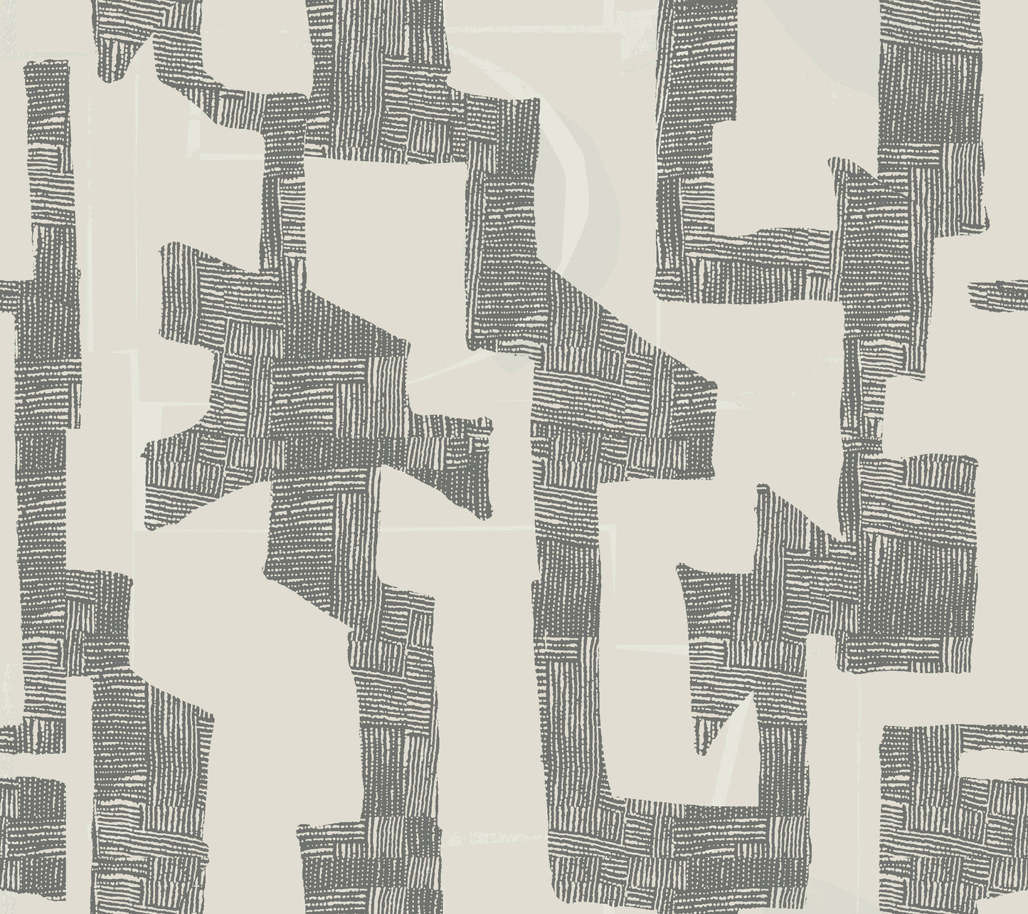 York Wallcoverings Artistic Abstracts Modern Tribal Linen and Charcoal Wallpaper Bohemian Geometrics Greys  Wallpaper - AG2101