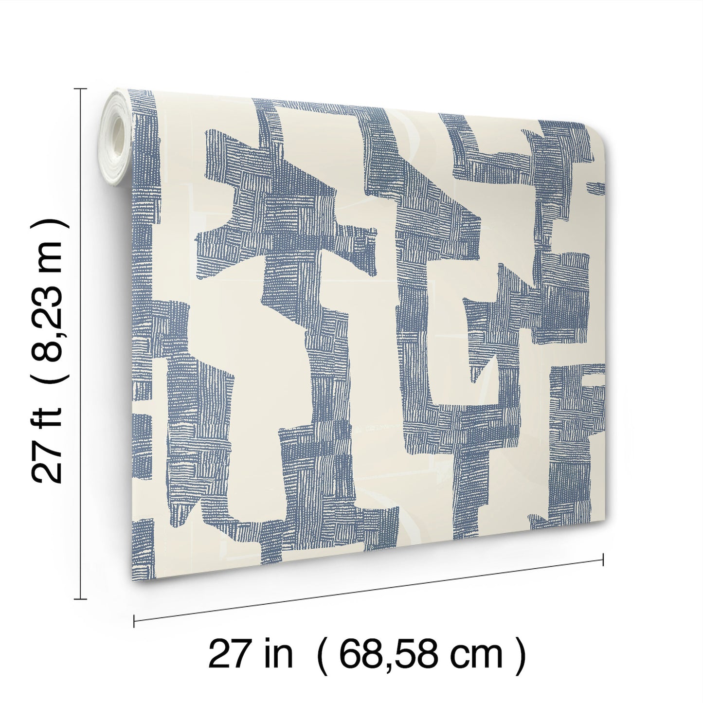 York Wallcoverings Black and White, III Modern Tribal Almond and Navy Wallpaper Bohemian Geometrics Blues  Wallpaper - AG2104