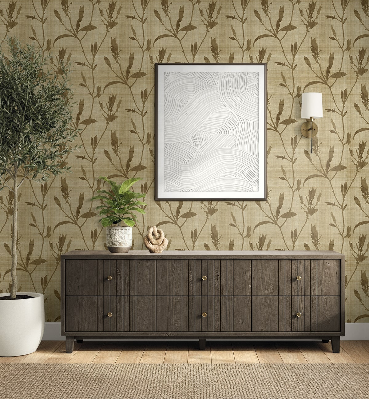 Seabrook Designs  Banyu Botanical Contemporary Warm Neutrals , Beiges   - AG60605