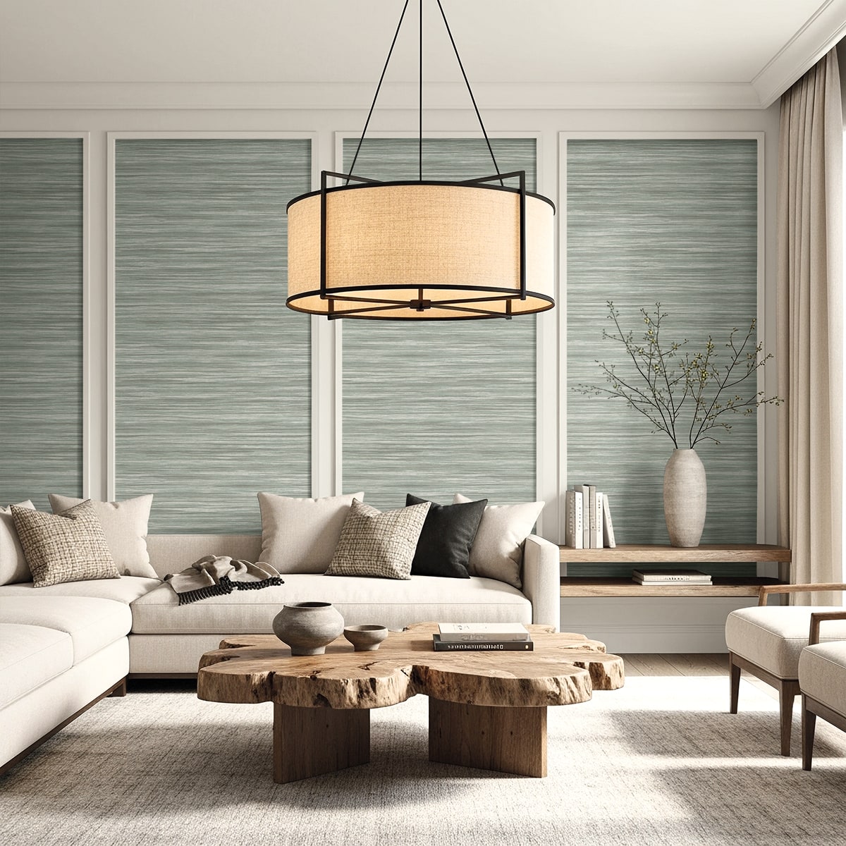Seabrook Designs  Gita Faux Grasscloth Contemporary Greens   - AG60804