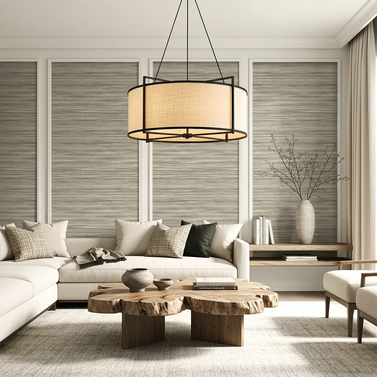 Seabrook Designs  Gita Faux Grasscloth Contemporary Warm Neutrals , Beiges   - AG60805