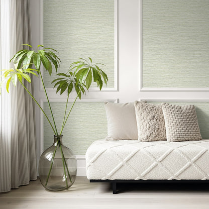 Seabrook Designs  Darma Faux Grasscloth Contemporary Greens   - AG61504