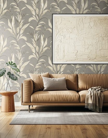 Seabrook Designs  Padma Metallic Botanical Tropical Grays   - AG62708