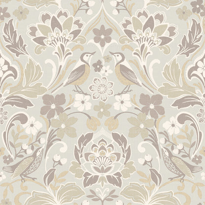 York Wallcoverings Arthouse Birdy Neutral Nuthatch Floral Wallpaper Animals Bohemian Neutral  Wallpaper - AH100196AH