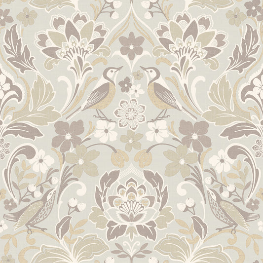 York Wallcoverings Arthouse Birdy Neutral Nuthatch Floral Wallpaper Animals Bohemian Neutral  Wallpaper - AH100196AH