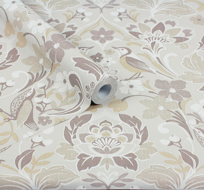 York Wallcoverings Arthouse Birdy Neutral Nuthatch Floral Wallpaper Animals Bohemian Neutral  Wallpaper - AH100196AH