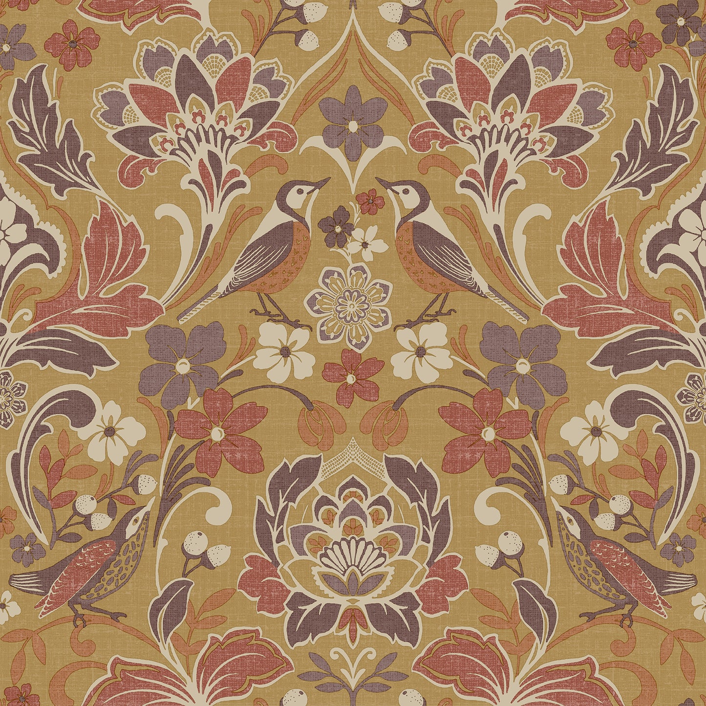 York Wallcoverings Arthouse Birdy Yellow Nuthatch Floral Wallpaper Animals Bohemian Yellow  Wallpaper - AH100198AH